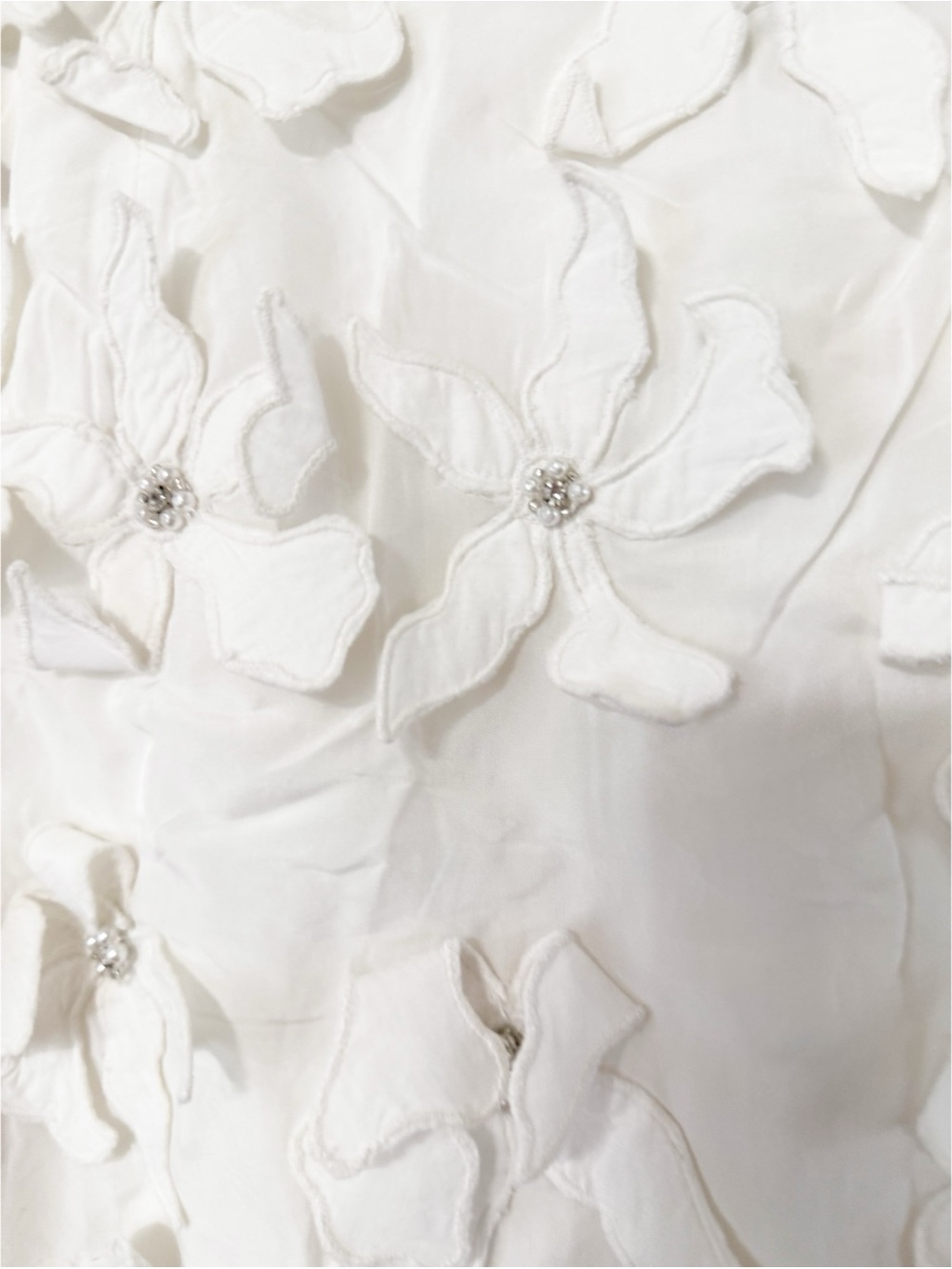 Zara 3D Floral Applique Soft White Beaded Embroidered Mini Skirt Blogger Fav - Picture 14 of 16